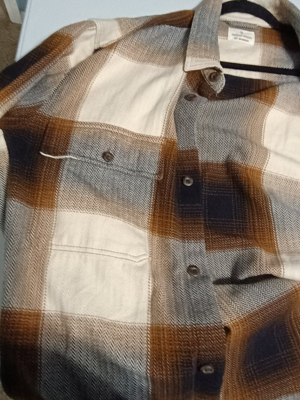 NWT Mutual Weave Big & Tall Ivory Buffalo Plaid Cotton Shacket Shirt Jacket 1XLT - Picture 6 of 10